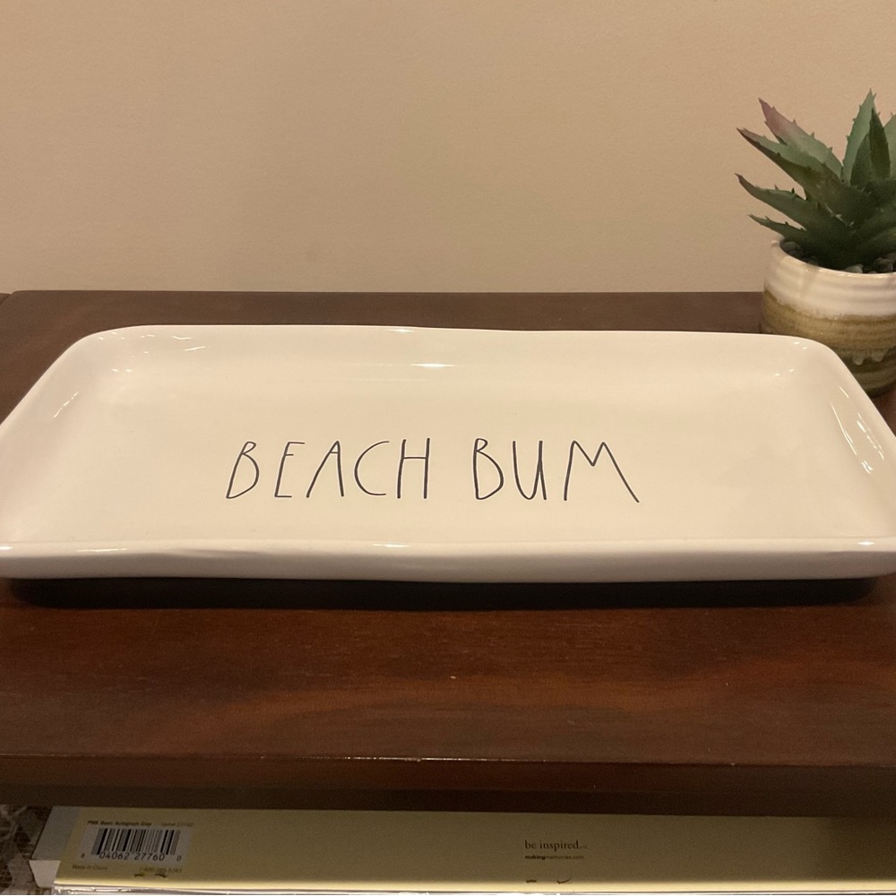 Rae Dunn BEACH BUM Rectangle Platter Tray 🐚 - Picture 2 of 5